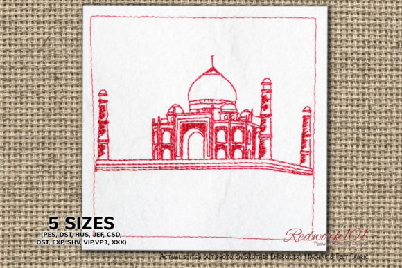 Embroidered Elegance: Taj Mahal Lineart for Holiday Collections